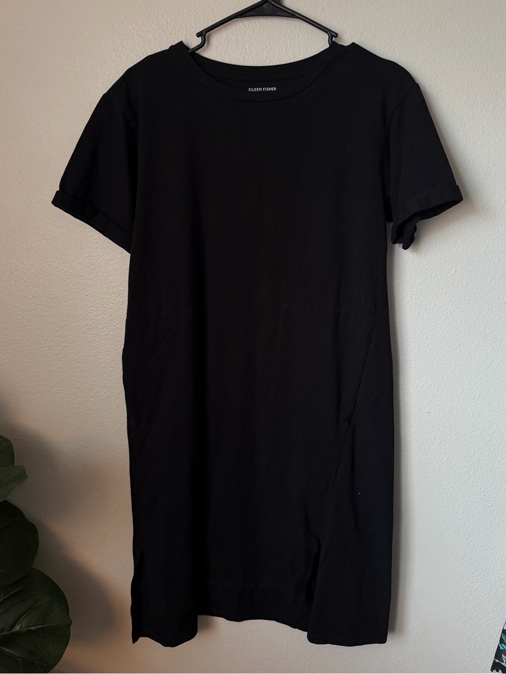 Eileen Fisher Black Organic Cotton Stretch Jersey Dress PP Capsule Wardrobe - Picture 3 of 6